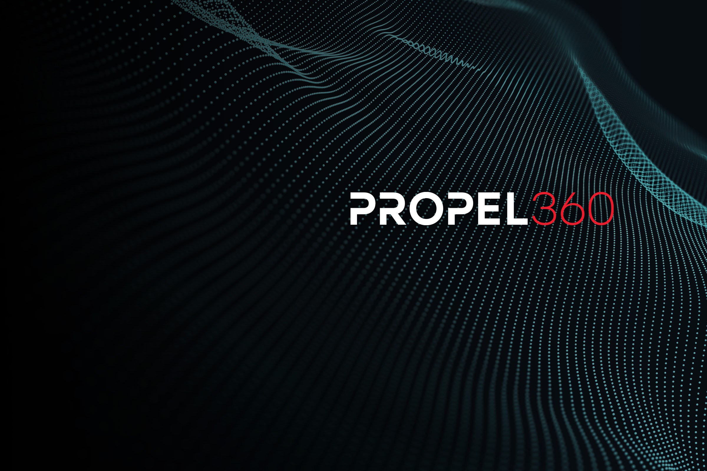 Neon lines in an abstract pattern with the Propel360 logo.
