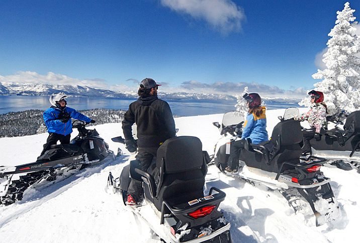 snowmobile tour above Lake Tahoe