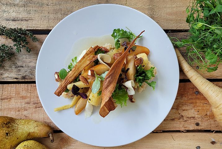 4 Kinds of Parsnips with Pears and Smoked Almonds