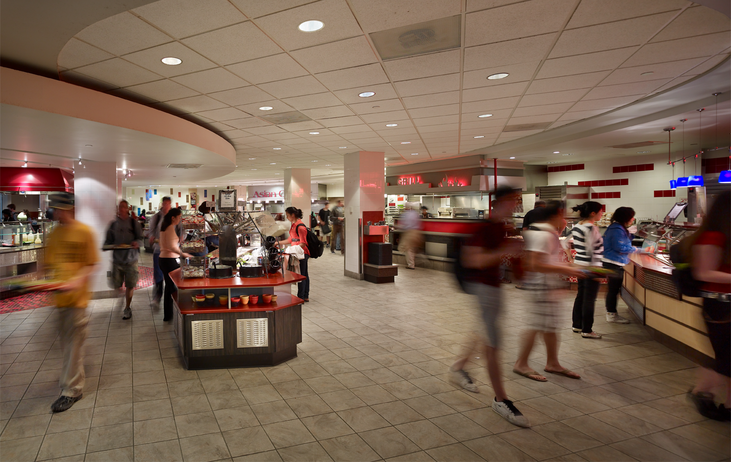 students at a dining hall