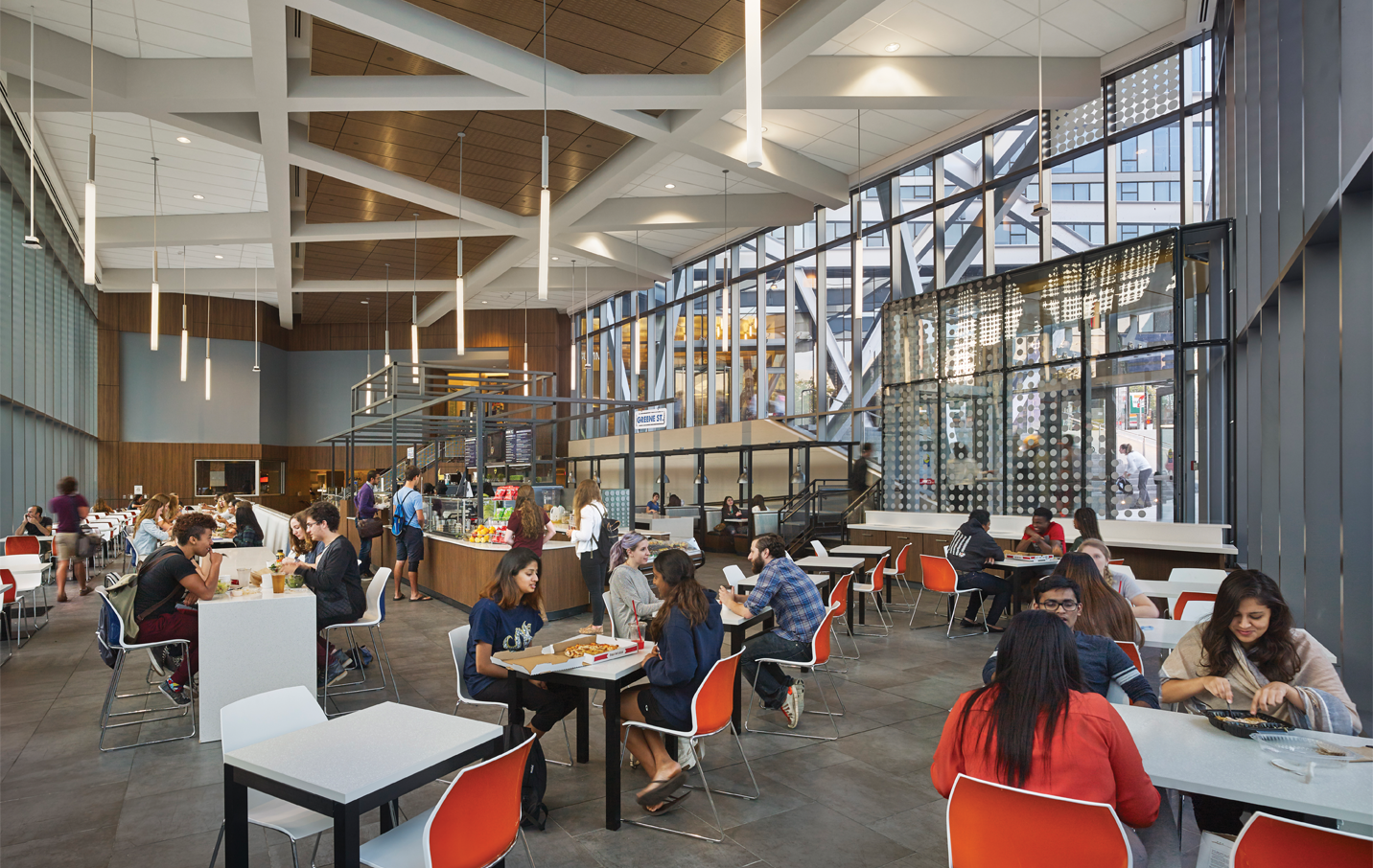 students at a dining hall