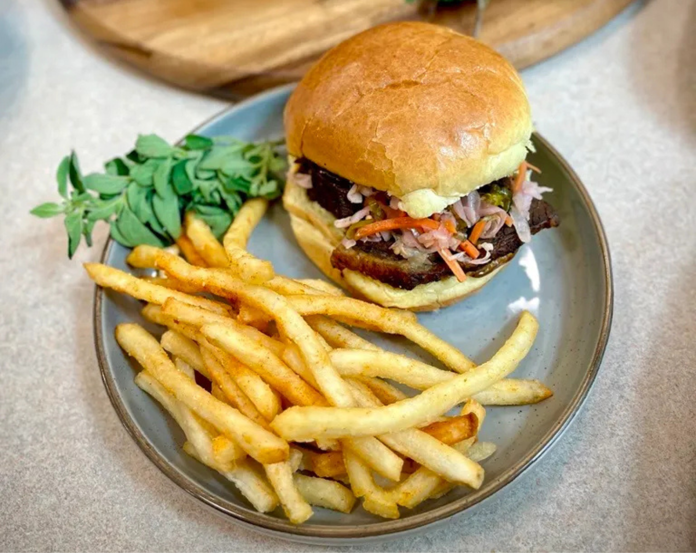 Smoked Brisket Brioche with Black Garlic Aioli, University of Virginia
