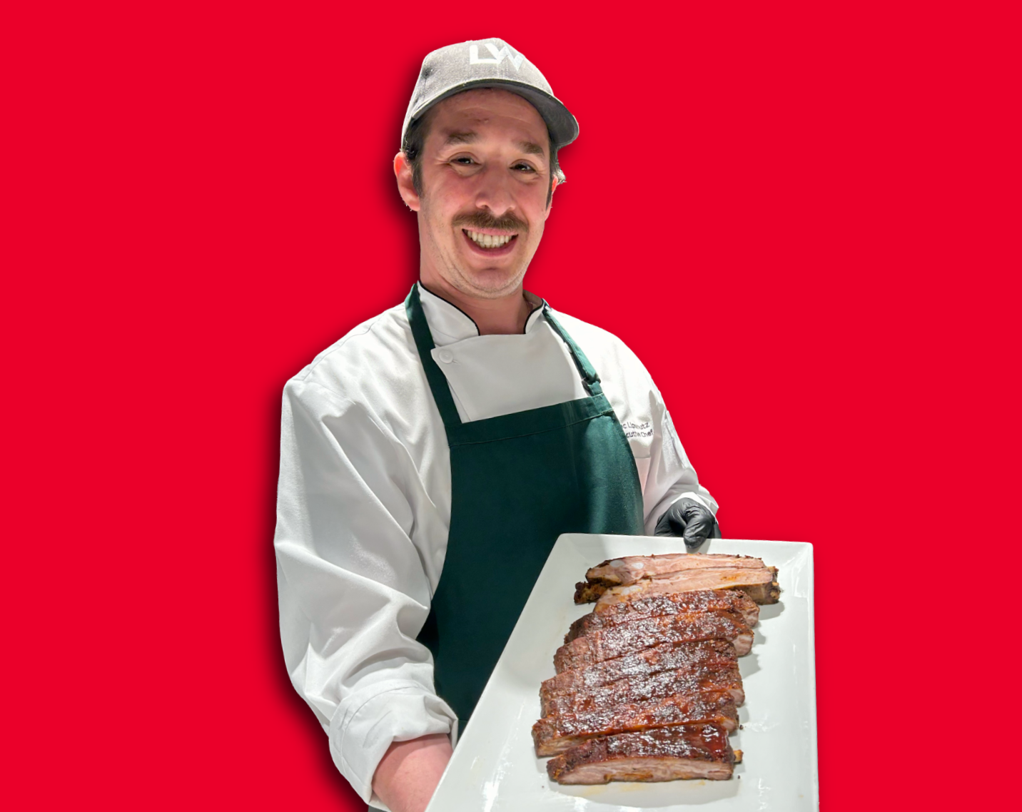 chef alec with bbq spare ribs