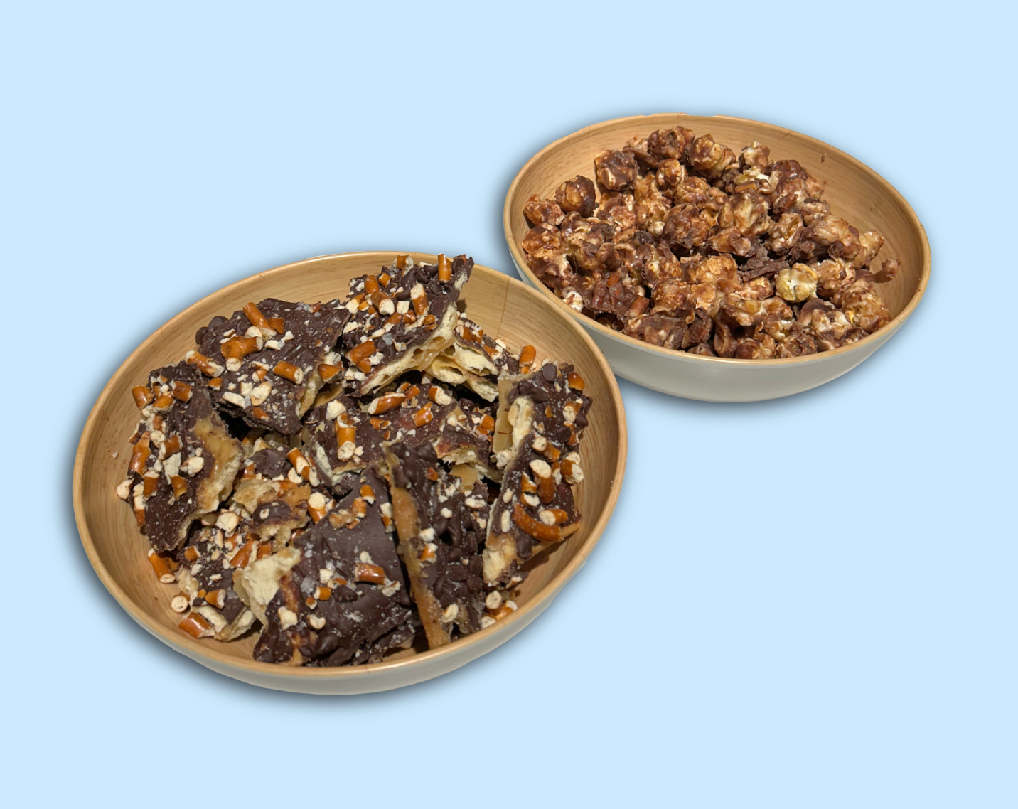 Sweet and Salty Brittle and Chocolate Toffee Caramel Corn
