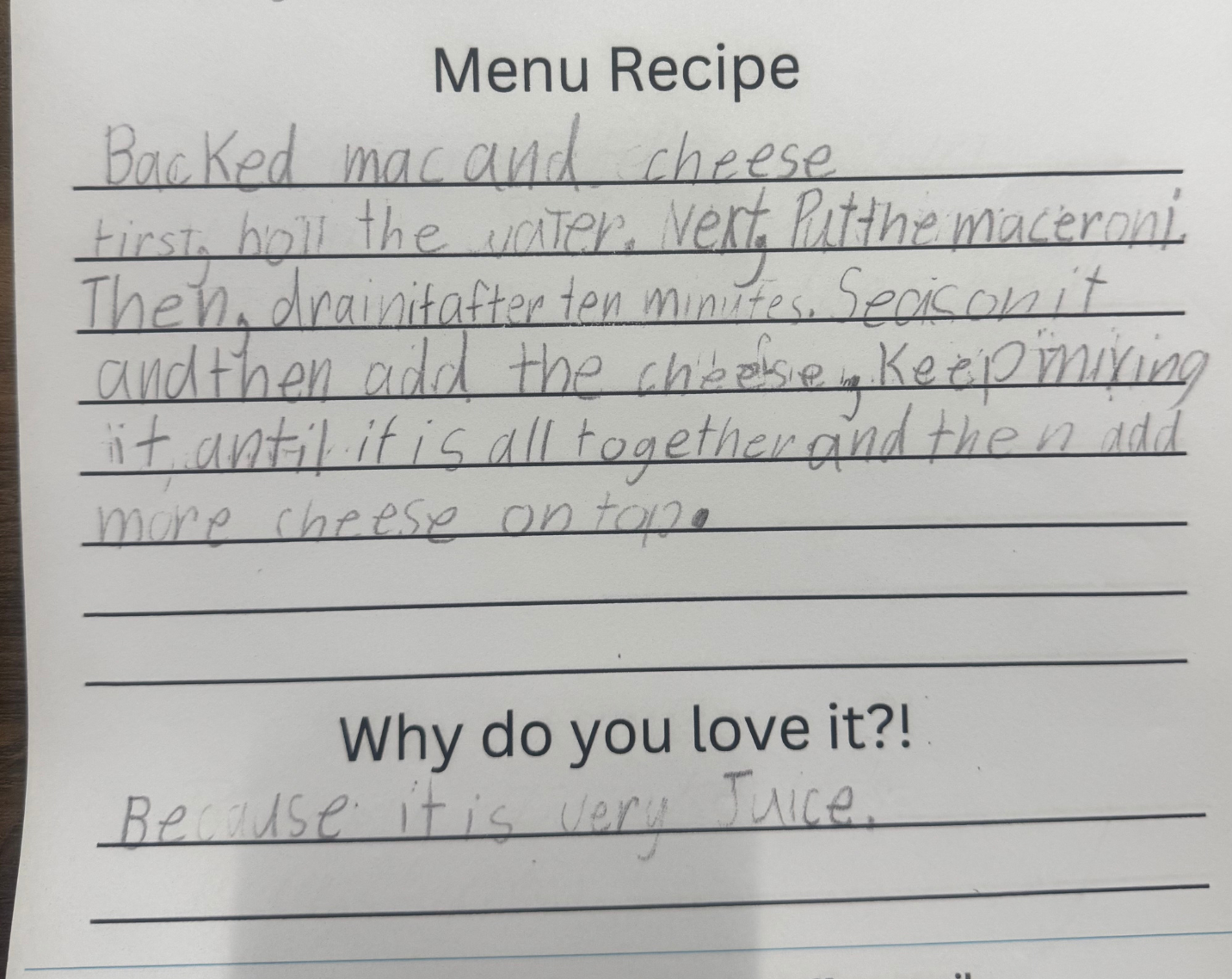 Recipe for Kelvin's Macaroni and Cheese
