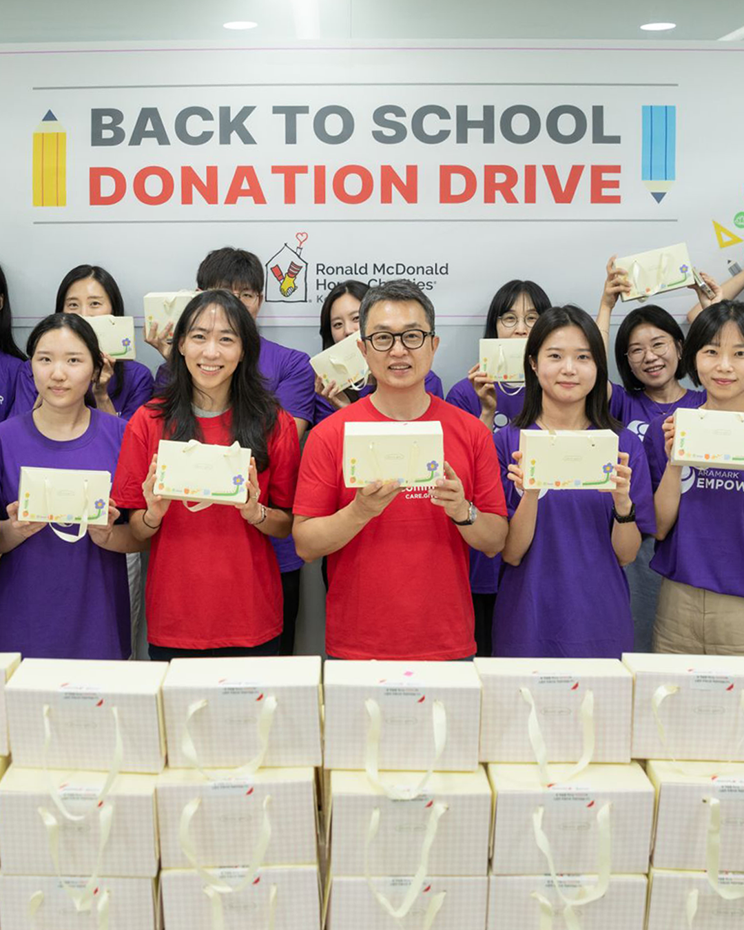 Aramark employees in South Korea volunteering at the Ronald McDonald House.