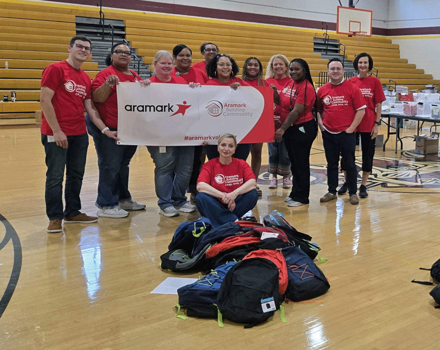 Aramark employees gathered to make a meaningful impact through the Stuff the Bus campaign and Battle of the Backpacks challenge.