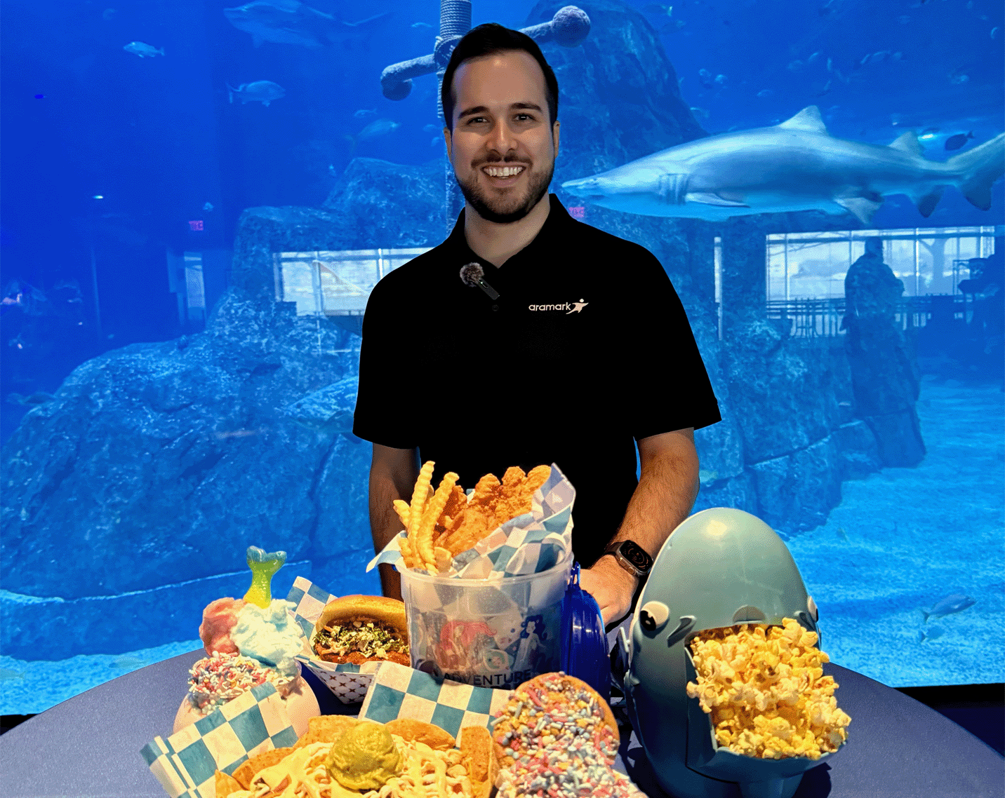 conall smith with adventure aquarium food