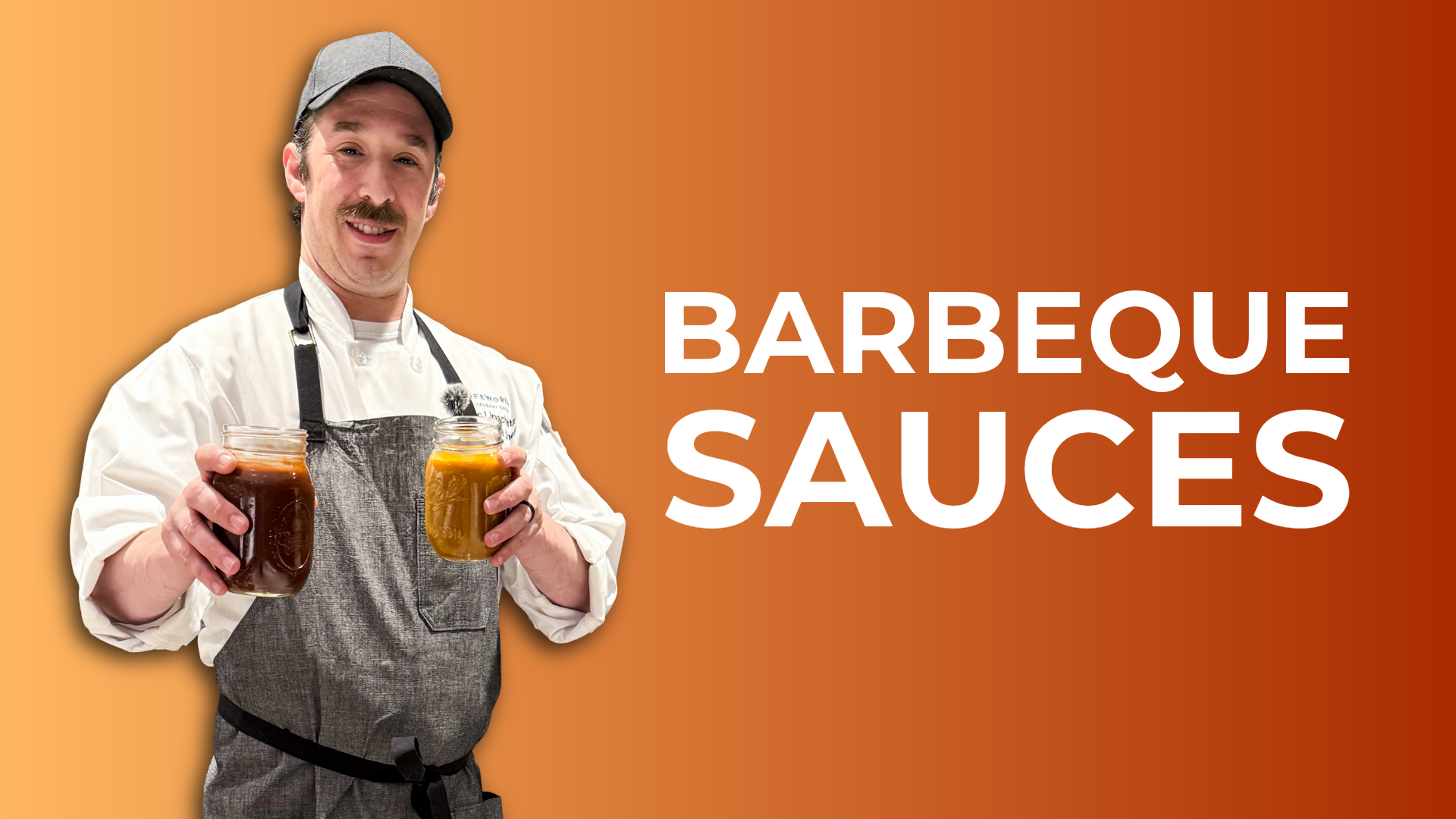 chef alec holding two jars of barbeque sauce