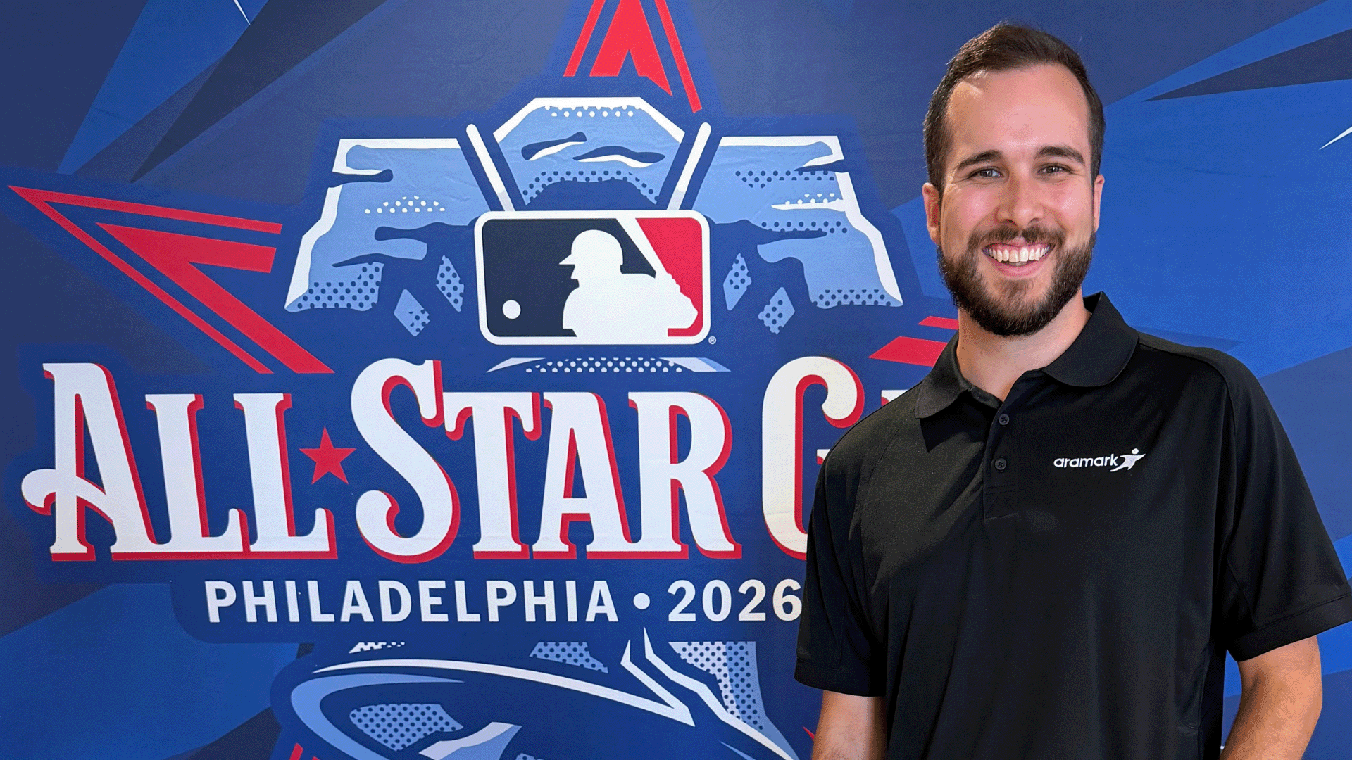 conall with mlb all-star logo behind him