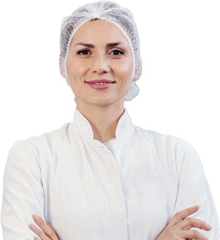 Woman in hairnet smiling