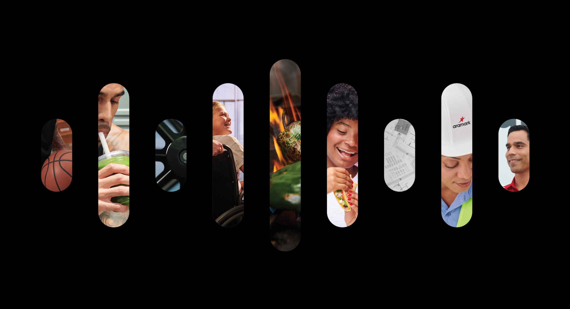 A collage showing the many ways Aramark touches communities.