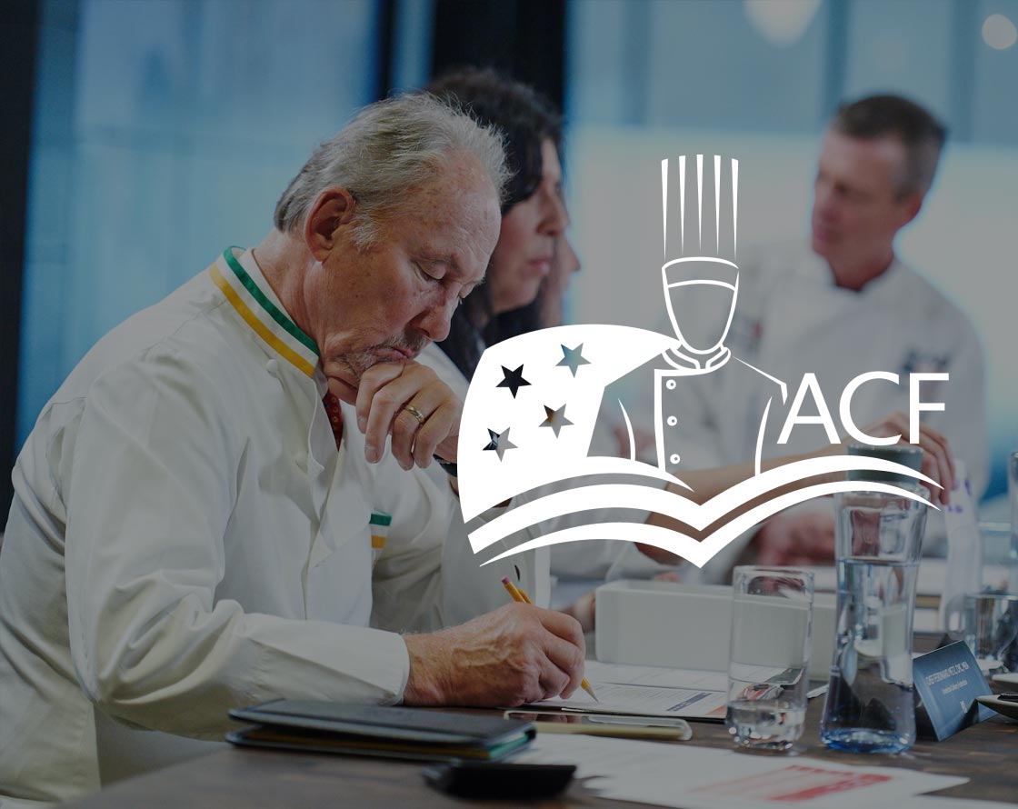 ACE chef judge and ACF logo.