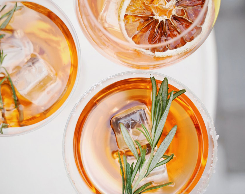 Iced tea with lemon in glasses. 