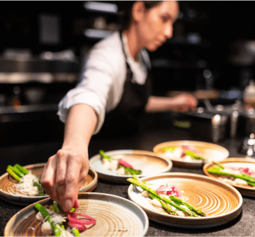 Chef preparing meal plates