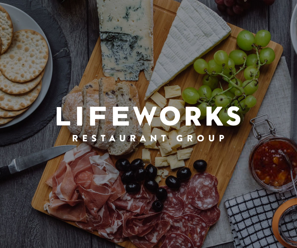 Lifeworks logo and charcuterie plate.
