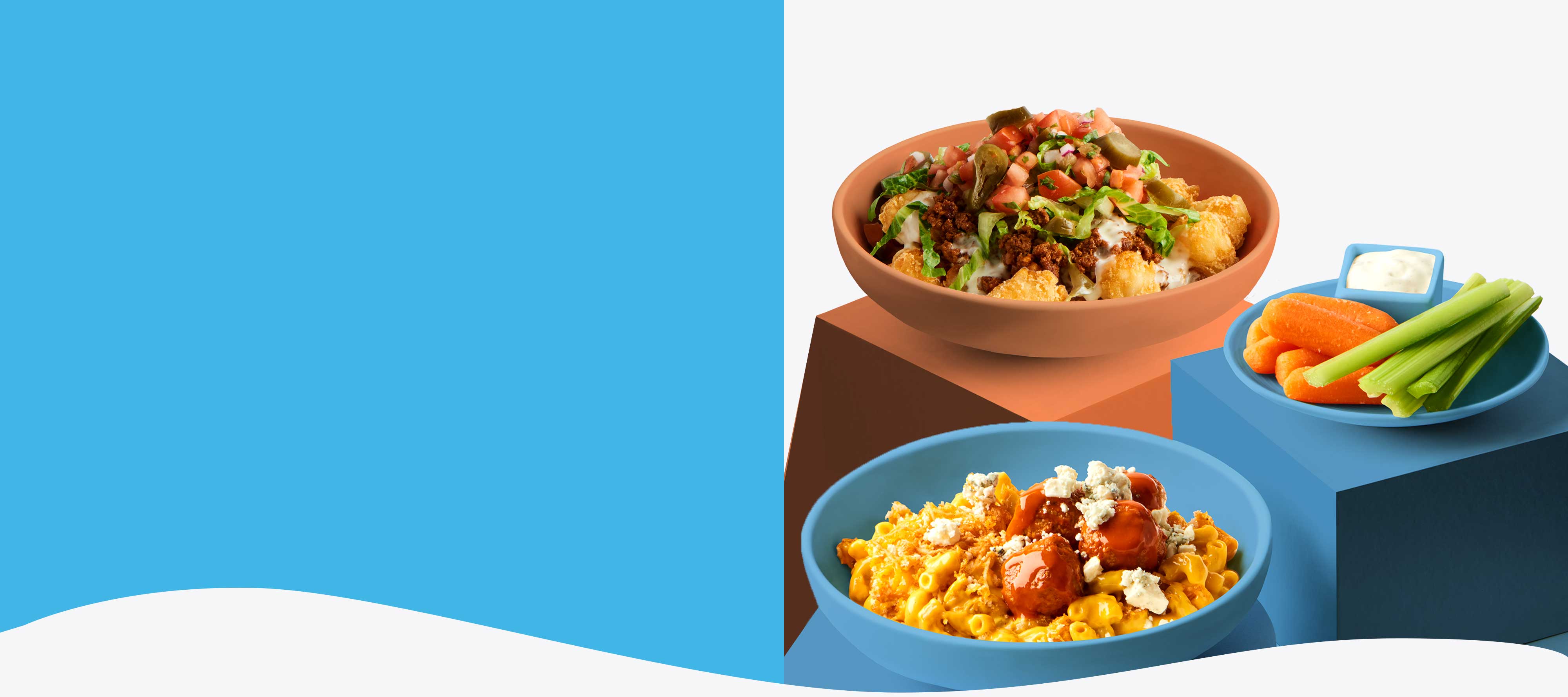 Meals and snacks in bowls.