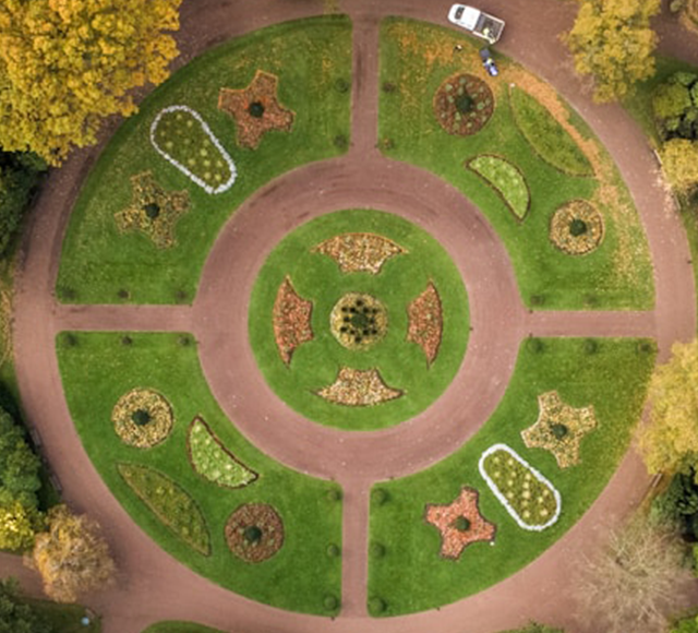 A well-manicured and aesthetically pleasing garden.