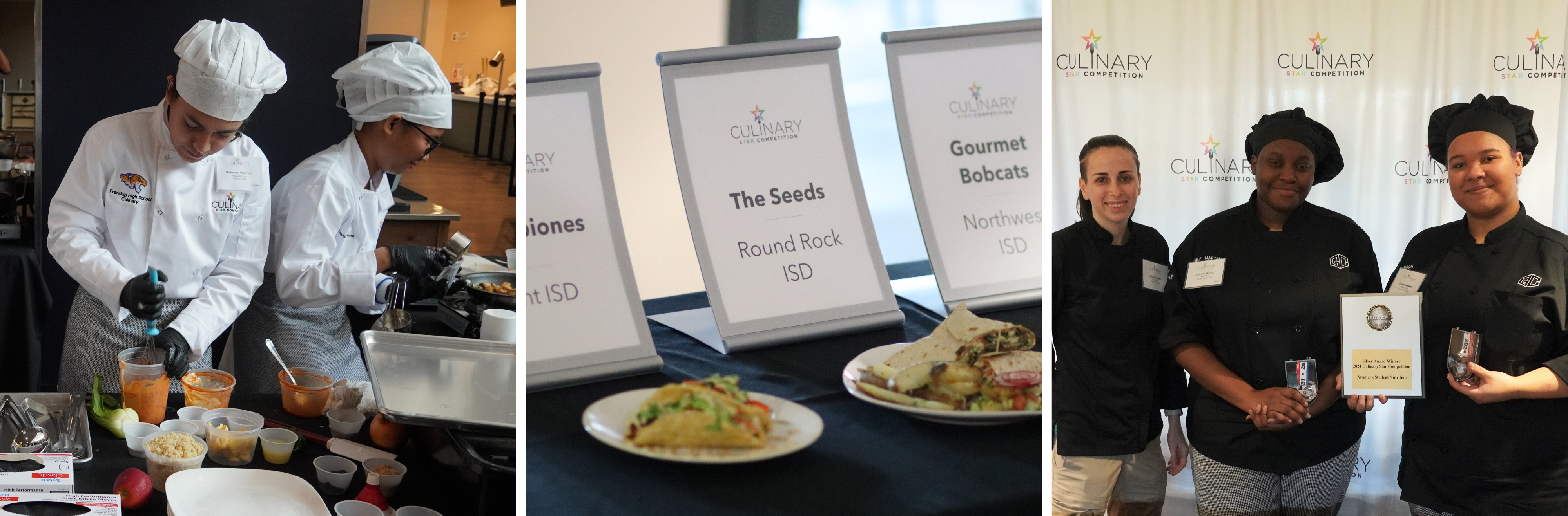 A collage of photos from the Culinary Star Competition for students.