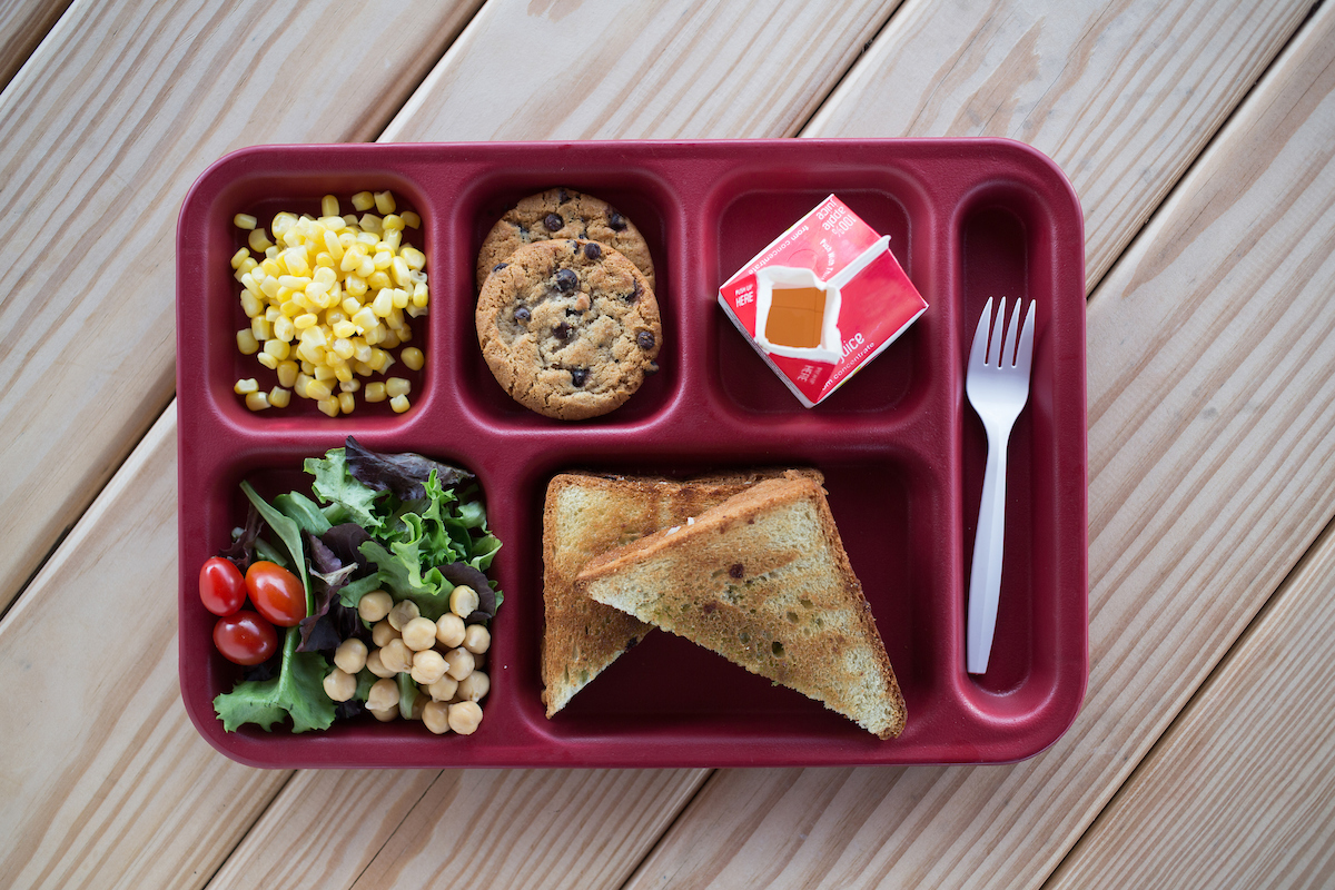 sandwich on lunch tray
