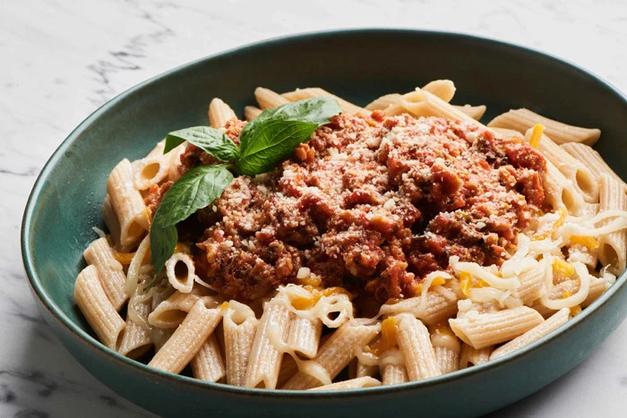 Penne Pasta with Plant-Based Crumbles