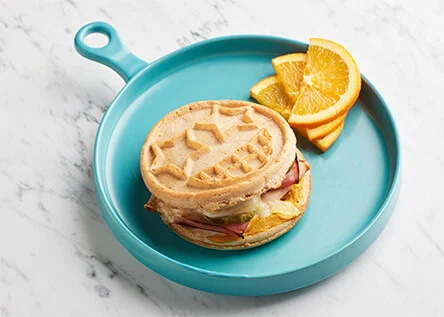 cubano eggoji waffle sandwich