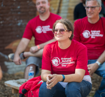 smiling volunteers