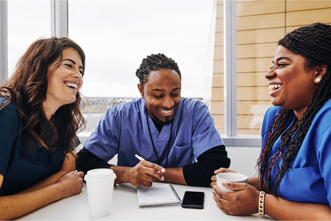 healthcare staff laughing