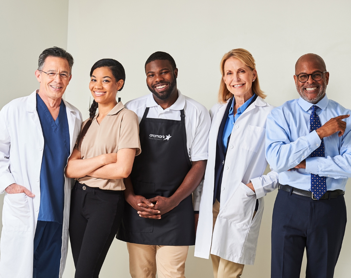 A diverse group of healthcare staff and medical practitioners.