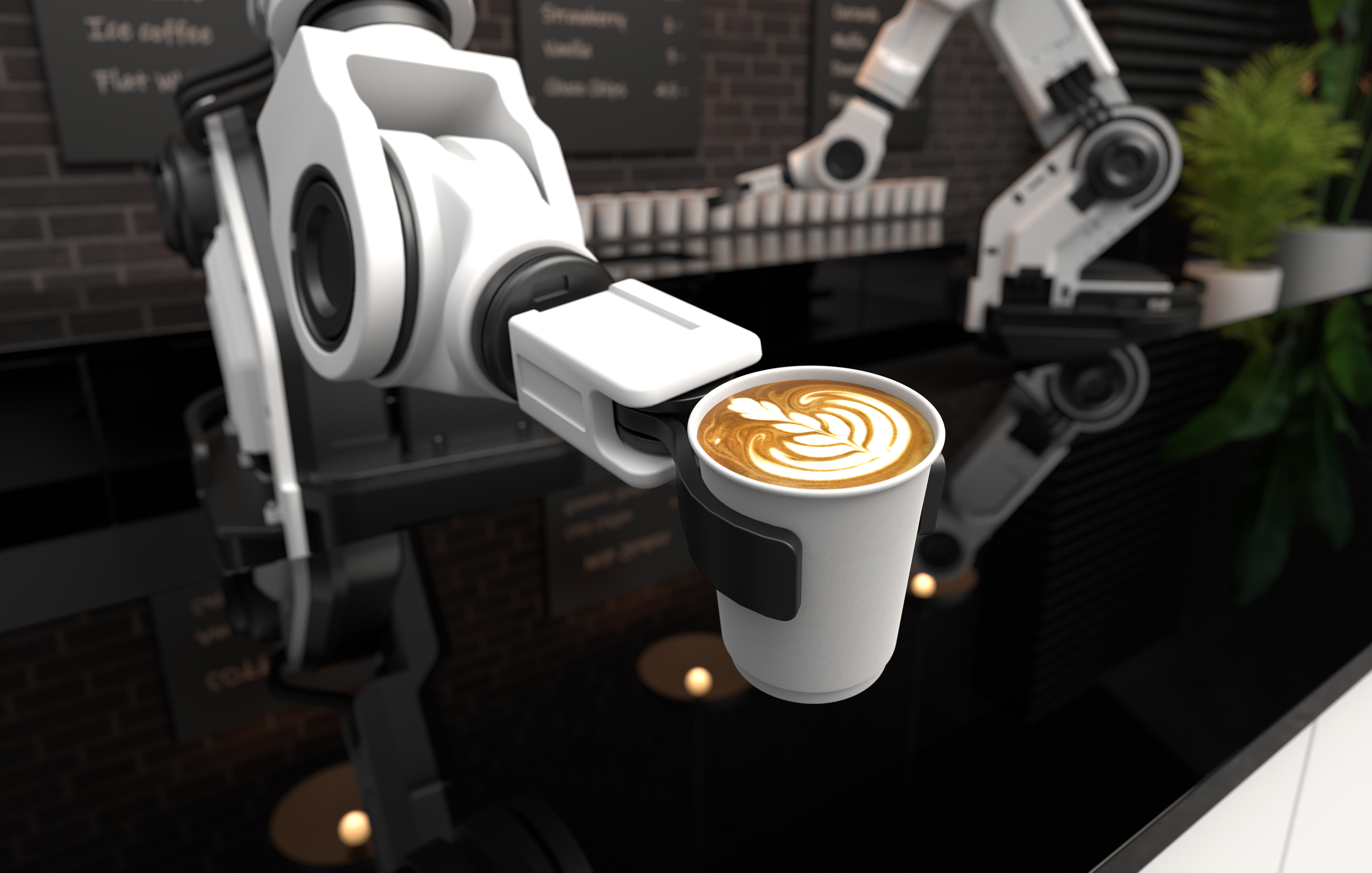 robot arm holding coffee