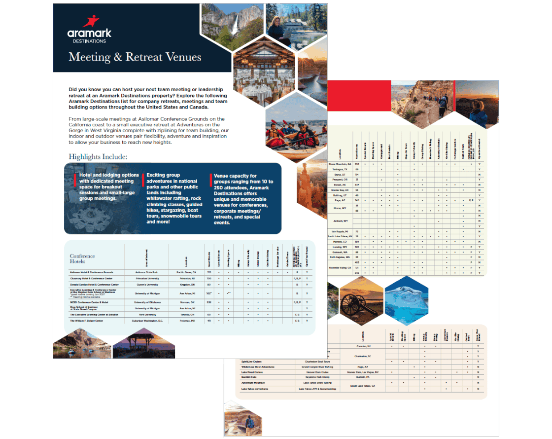 Aramark Meeting & Retreat Venues Brochure.