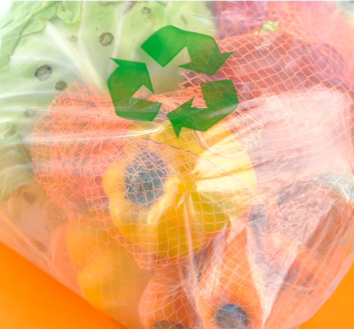 Vegetables in recycle bag