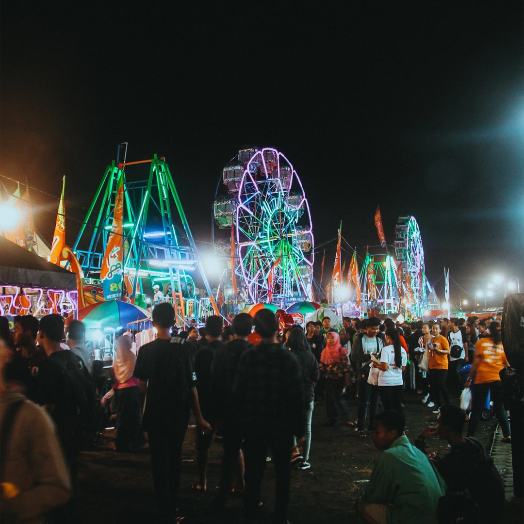 Crowd at theme park