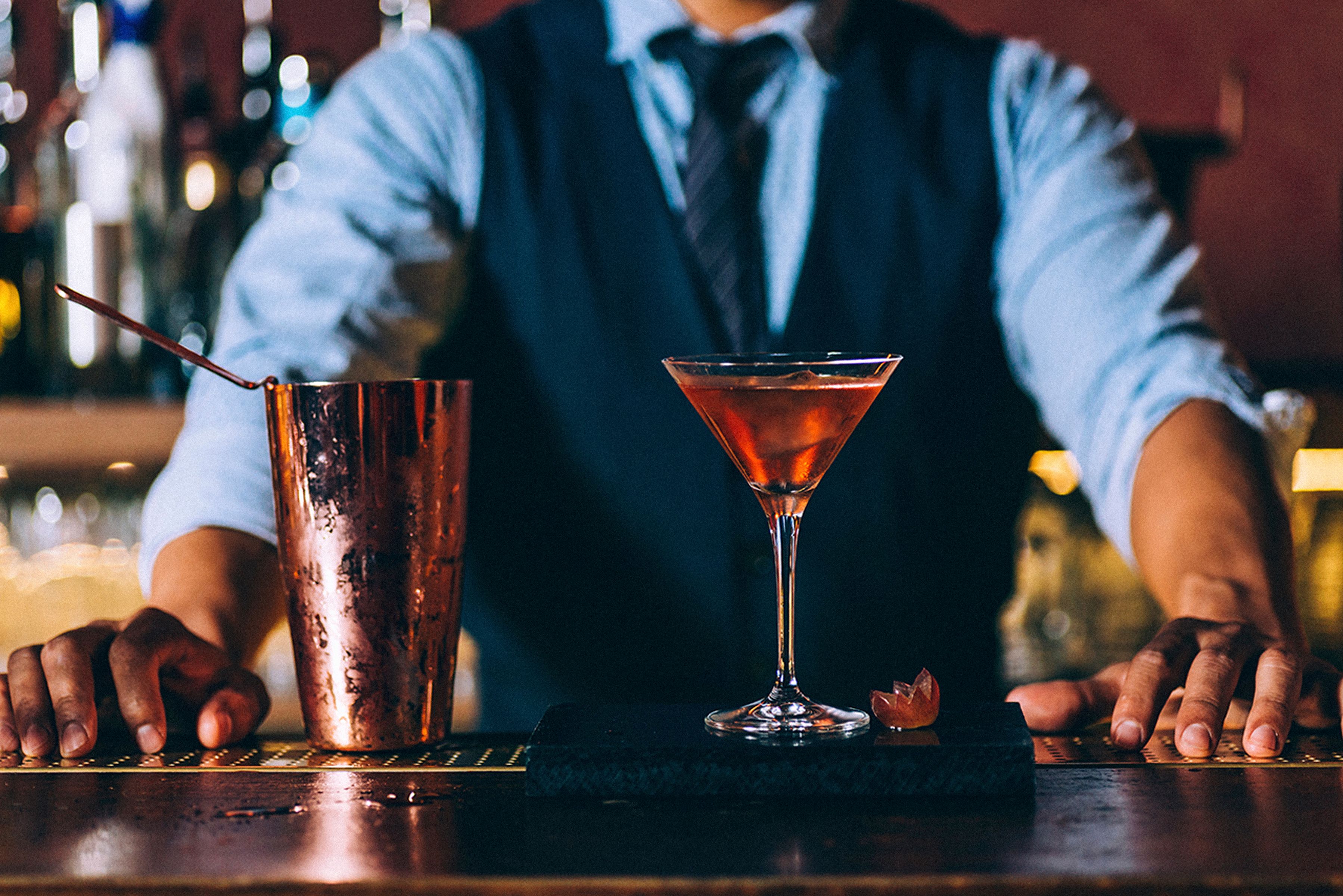 Bartender and martini