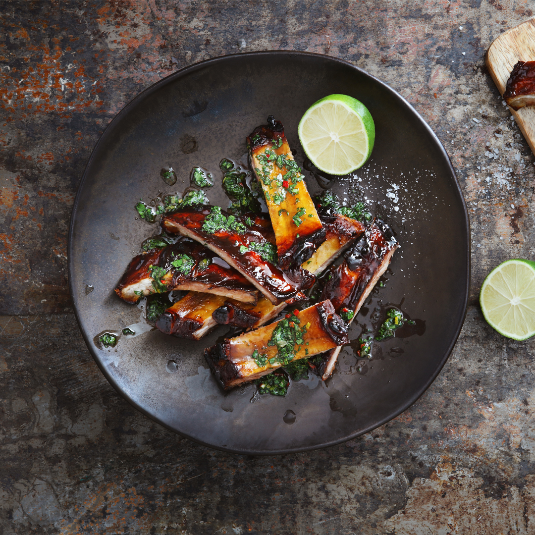 Glazed Pork Ribs on Plate