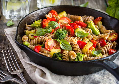 Pasta dish in skillet